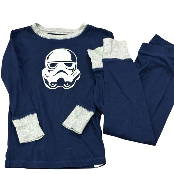 GAP x Star Wars BOYS Storm Trooper Pajama Set Sz 6 EUC Organic Cotton Blue/White - Picture 1 of 2